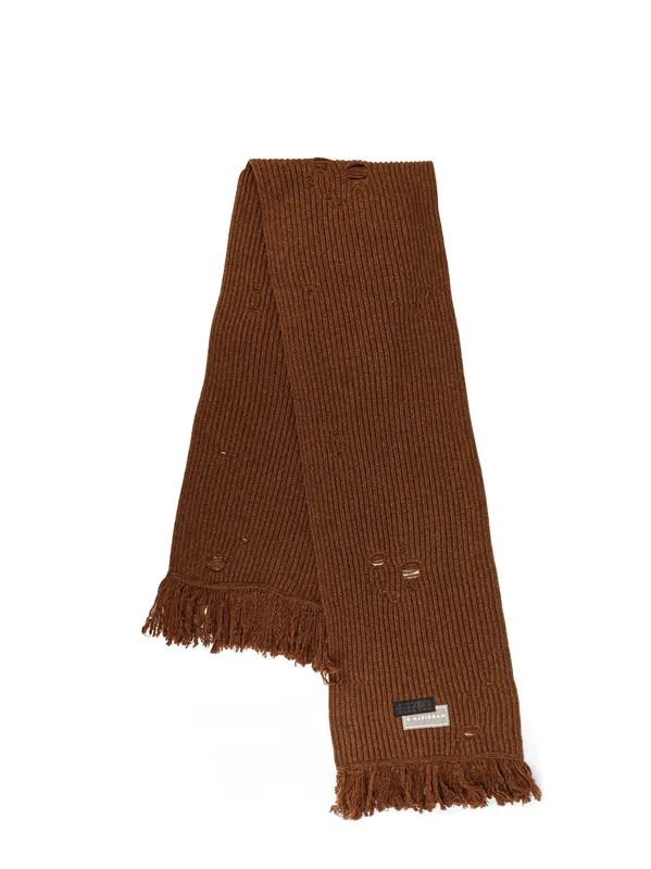 Wool Blend Scarf With Distressed Effect - MM6 Maison Margiela