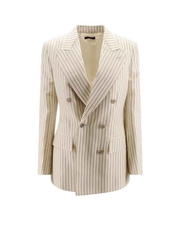Double-Breasted Jacket With Striped Pattern