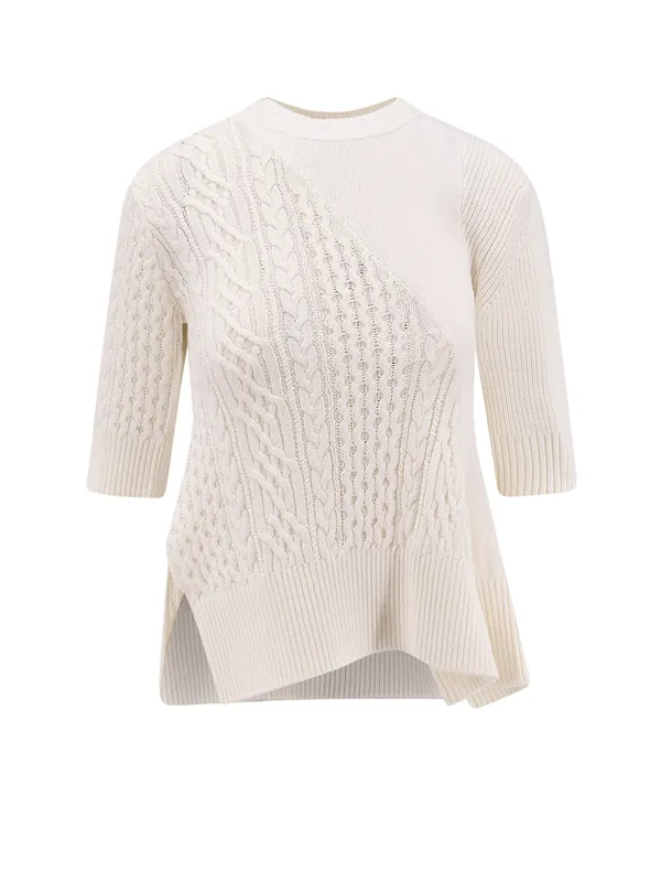 Asymmetrical Cotton Blend Sweater - Sacai