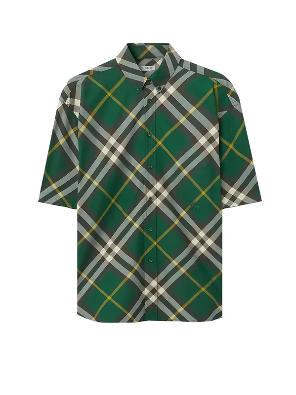 Cotton Shirt With Check Motif - Burberry