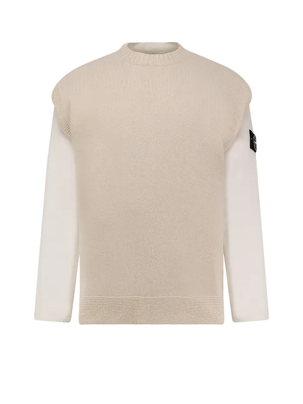 Cotton Sweatshirt With Knitted Insert - Stone Island