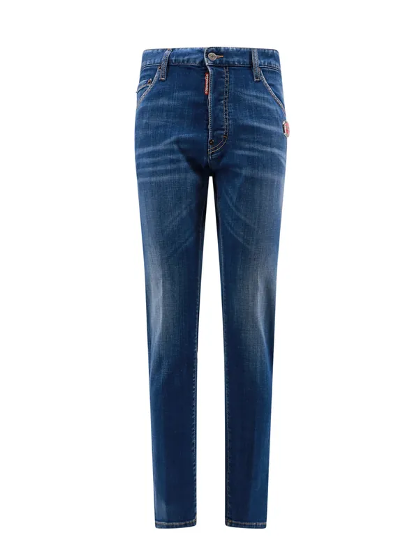Jeans With Enamelled Metal Logo Patch - Dsquared2