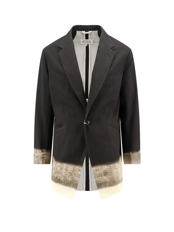 Cotton Blazer With Pinstriped Motif - Maison Margiela