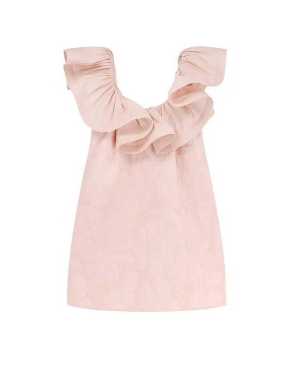 Floral Jacquard Mini Dress With Ruches - Elisabetta Franchi