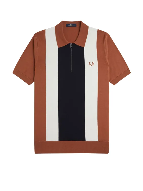 Cotton Knit Polo Shirt With Striped Motif - Fred Perry