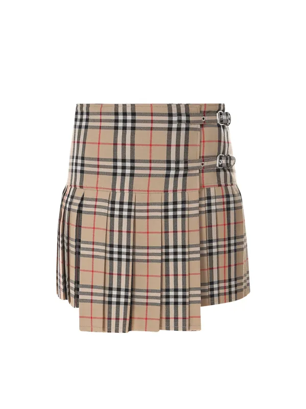 Wool Skirt With Iconic Print - Burberry