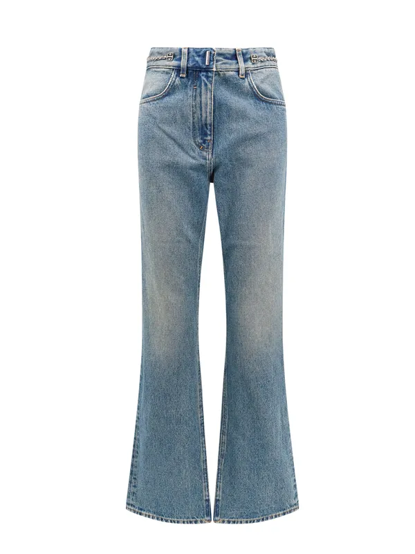 Cotton Boot Cut Jeans With 4g Chain - Givenchy