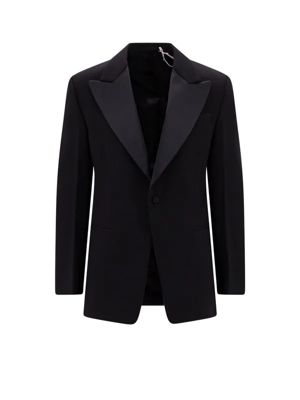 Wool Blazer With Satin Profiles - Ferragamo