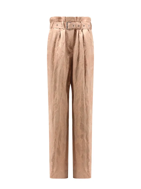 Damasked Linen And Viscose Trouser With Belt - Dries Van Noten