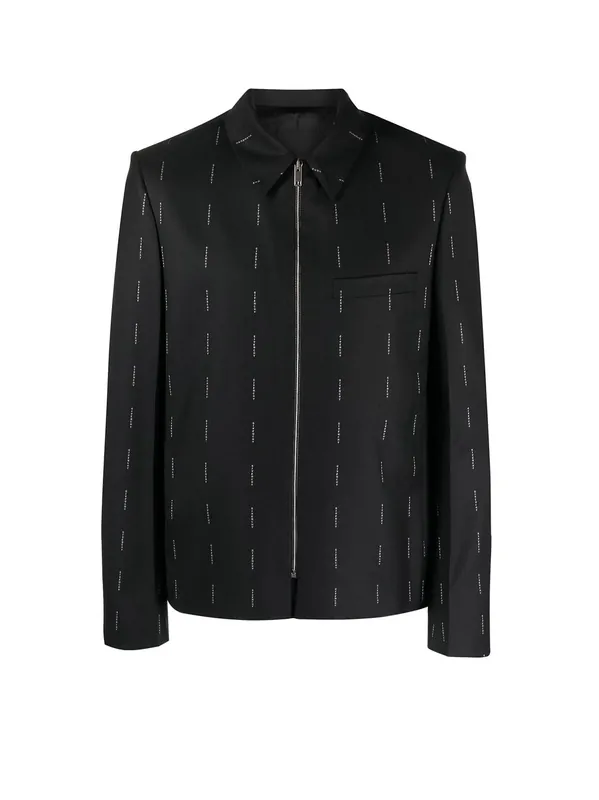 Wool Blazer With All-Over Logo Print