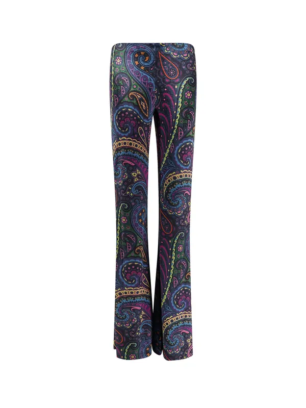 Chenille Trousers With Multicolor Print - Etro