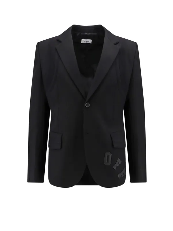Virgin Wool Blazer With Off Patch - Off-White
