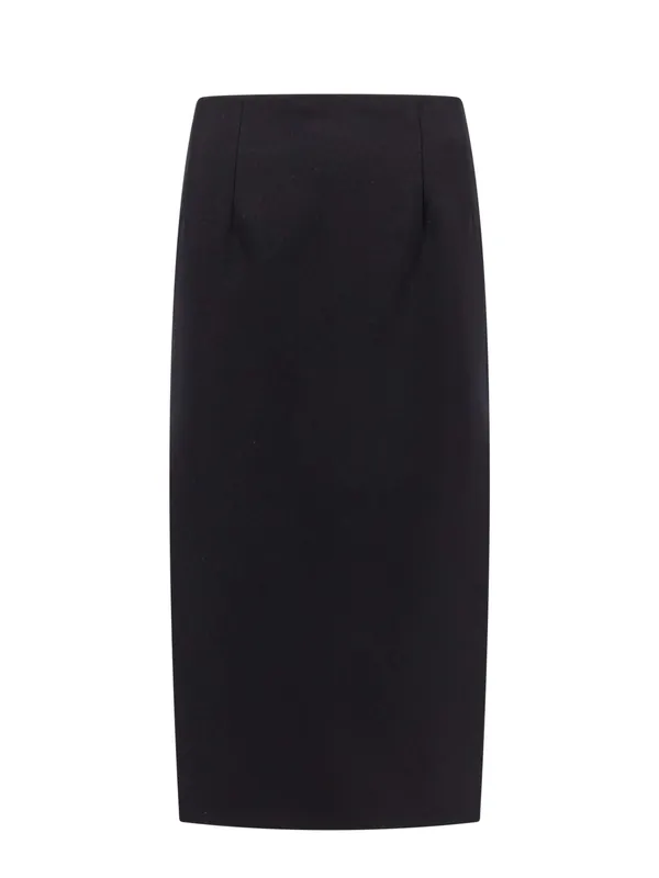 Virgin Wool Longuette Skirt With Slits And Silk Lining - Valentino Garavani