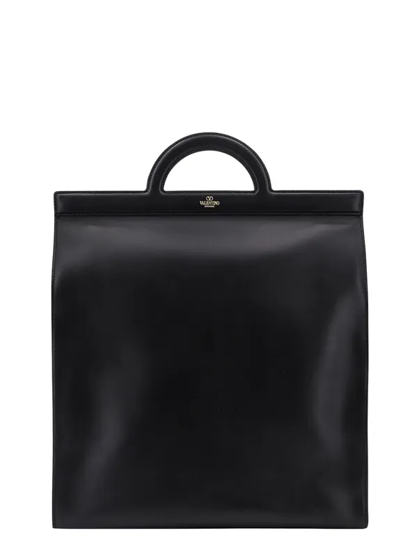 Leather Handbag With Frontal Logo Print - Valentino Garavani