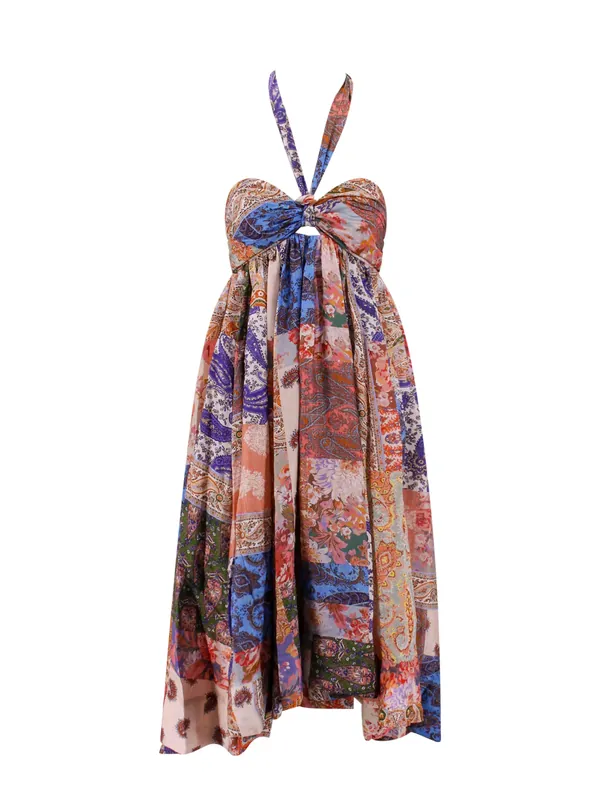 Silk Dress With Patch Paisley Print - Zimmermann