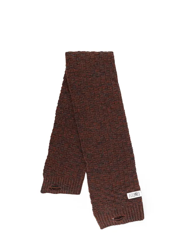 Wool Blend Scarf With Distressed Effect - MM6 Maison Margiela