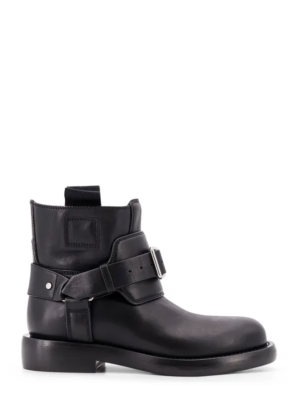 Cobble Leather Boots With Strap - Burberry