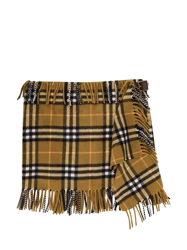 Wool And Cashmere Skirt With Check Motif - Burberry