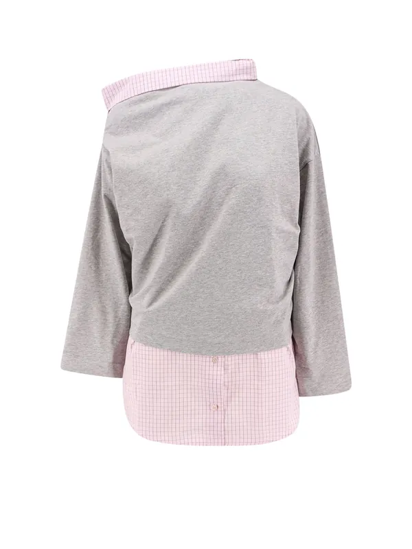 Cotton Sweatshirt With Contrasting Shirt Detail - Dries Van Noten