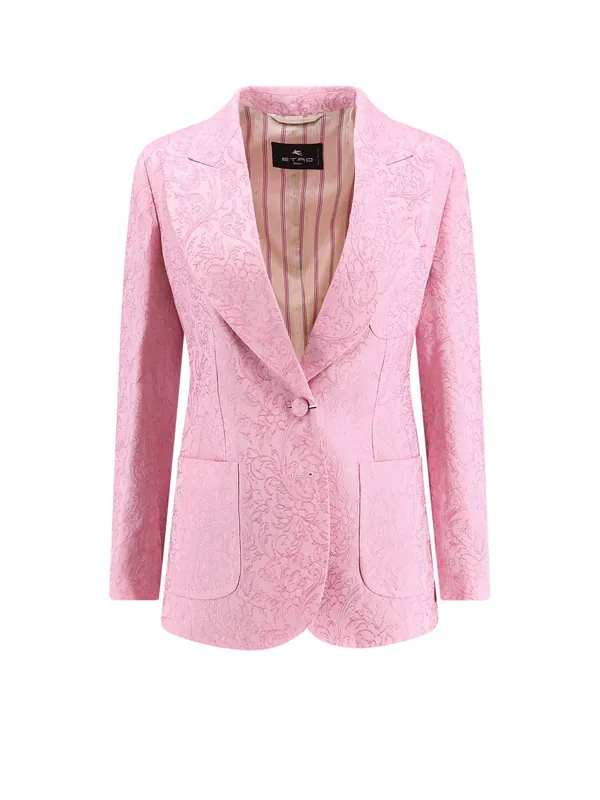 Jacquard Silk Blend Blazer With Embroidery - Etro