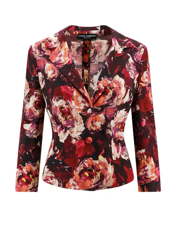 Cady Blazer With Peonie Flower Print - Dolce & Gabbana