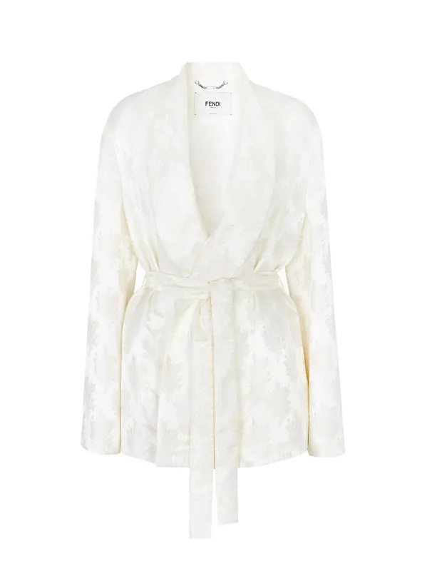 Jacquard Silk Blazer With Floral Motif - Fendi