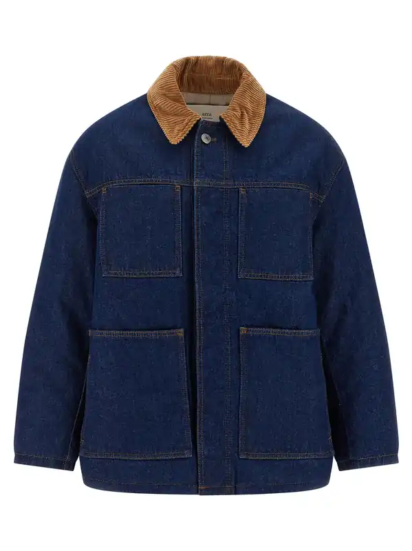 Worker Puffer Jackets Blue - Ami Paris