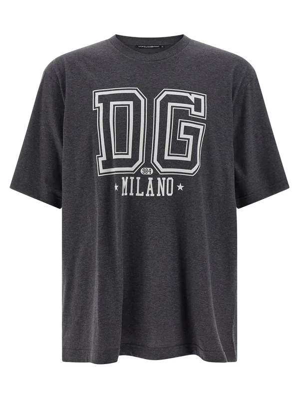 Flocked Print T-Shirt Gray