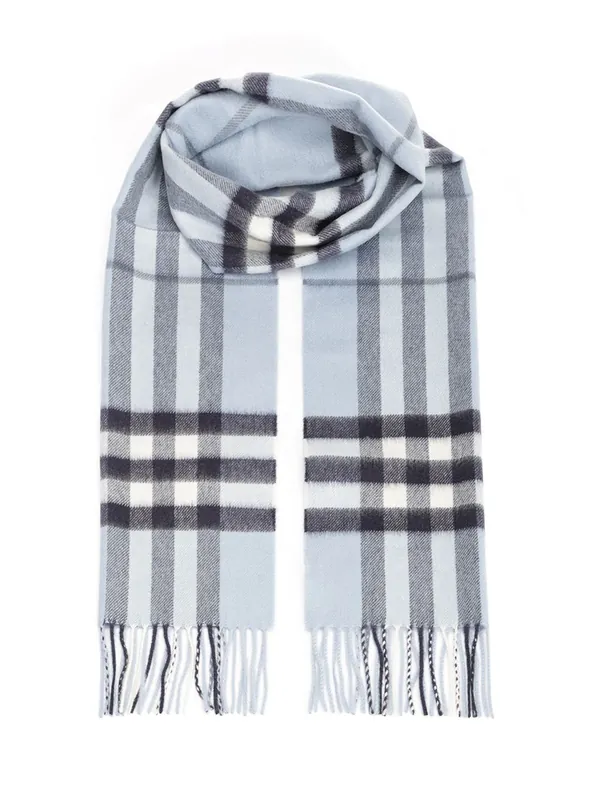 Cashmere Check Scarf Scarves And Foulards Light Blue - Burberry