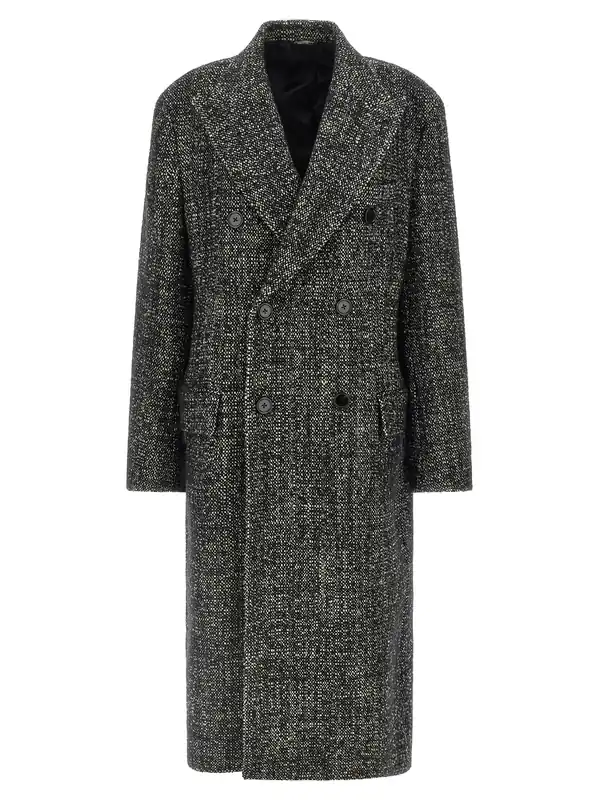 Bouclé Wool Coat Coats And Trench Coats White/Black - Dolce & Gabbana