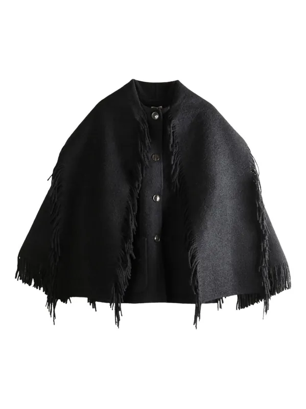 Fringed Scarf Wool Coat - Toteme