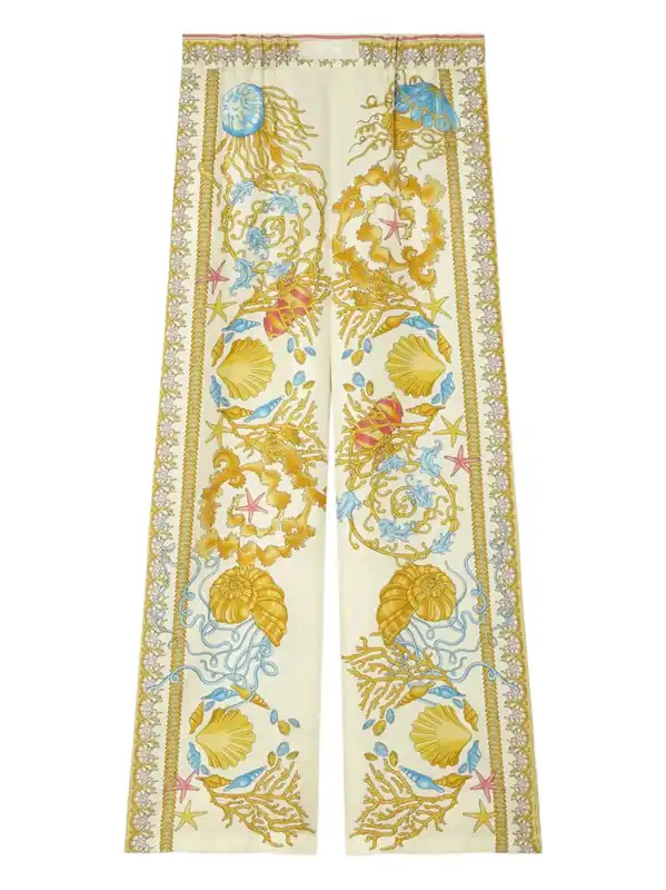 Underwater Baroque Silk Pants - Versace
