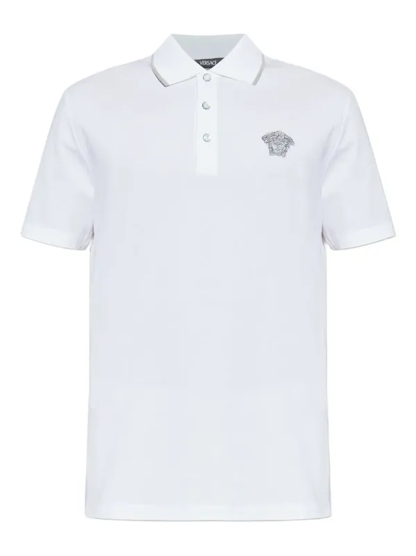 Polo Shirt With Embroidered Logo - Versace