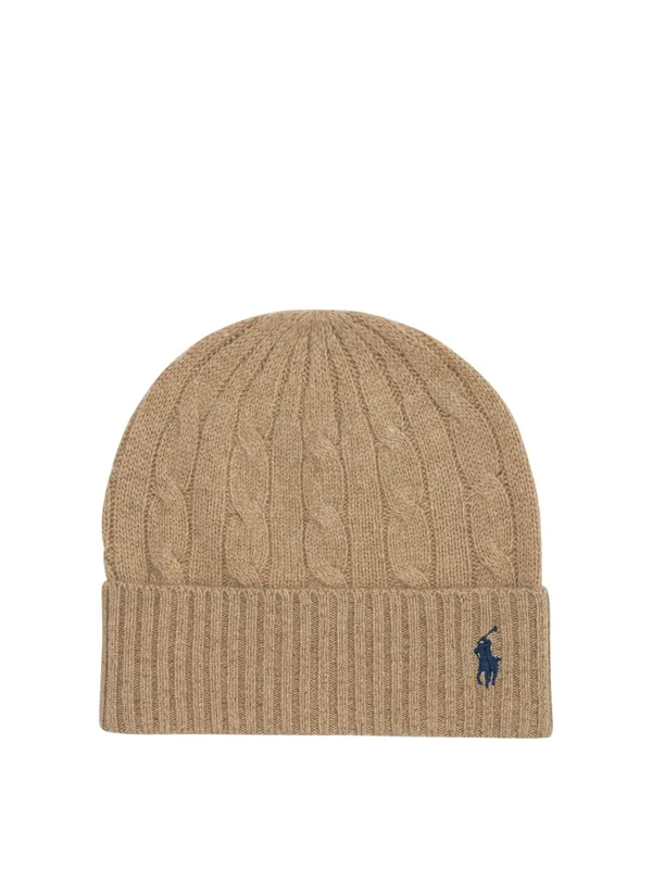Wool Beanie Hats Beige - Polo Ralph Lauren