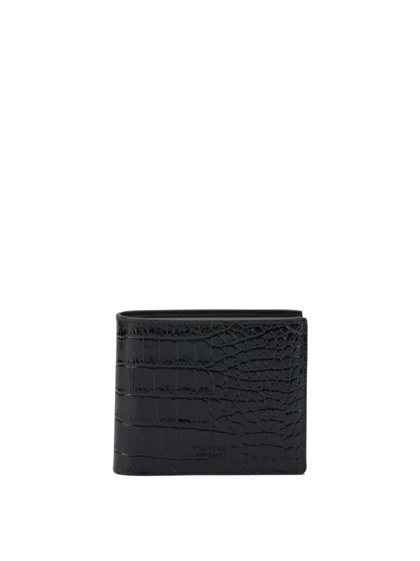 Crocodile Print Leather Wallet Wallets & Card Holders Black - Tom Ford