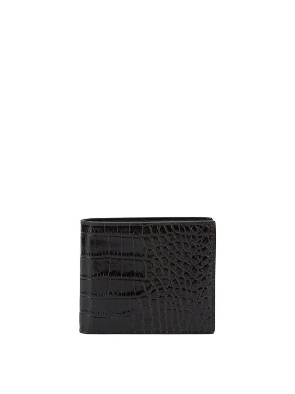 Crocodile Print Leather Wallet Wallets & Card Holders Brown - Tom Ford