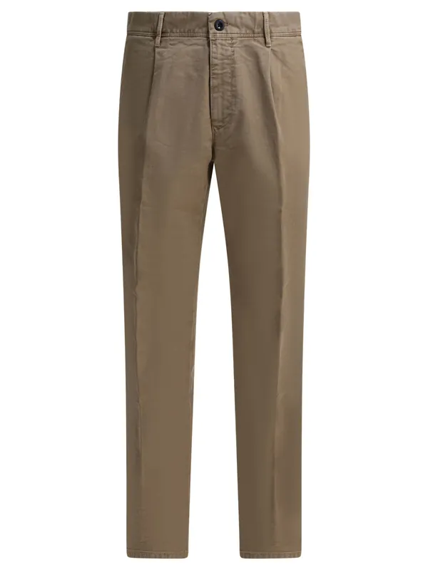 Tapered Fit Trousers Beige - Incotex Slacks