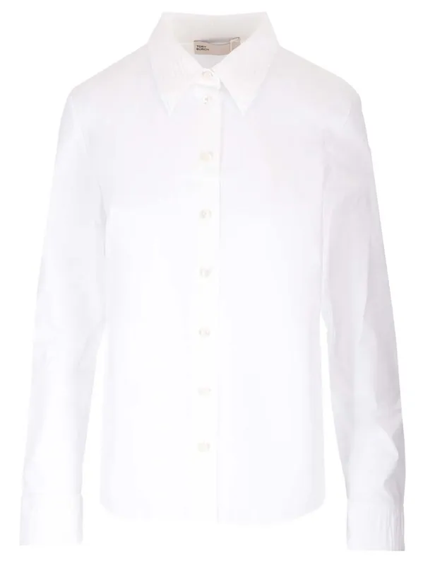 Crimped Collar Shirt Shirts White - Tory Burch