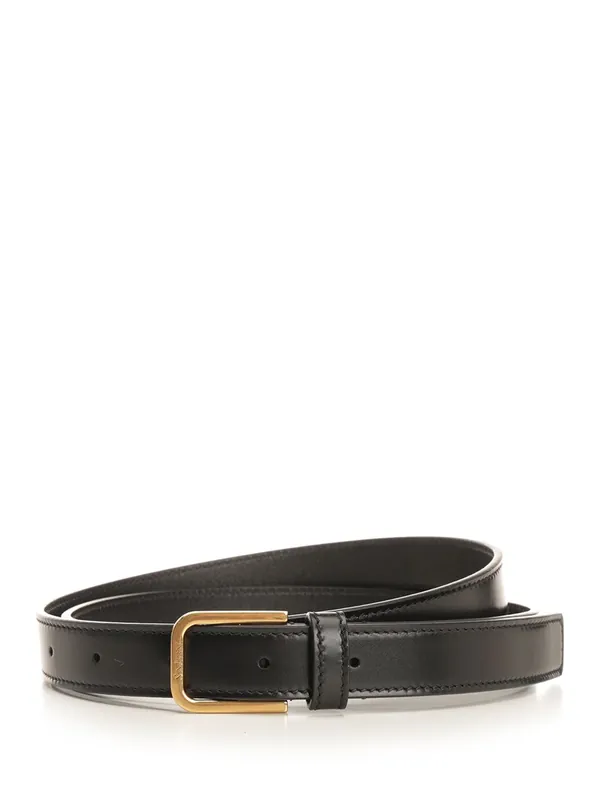 Minimalist Smooth Leather Belt Belts Black - Saint Laurent
