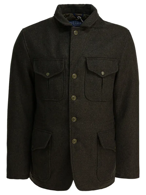 Virgin Wool Short Coat Jackets And Coats Green - Manifattura Ceccarelli