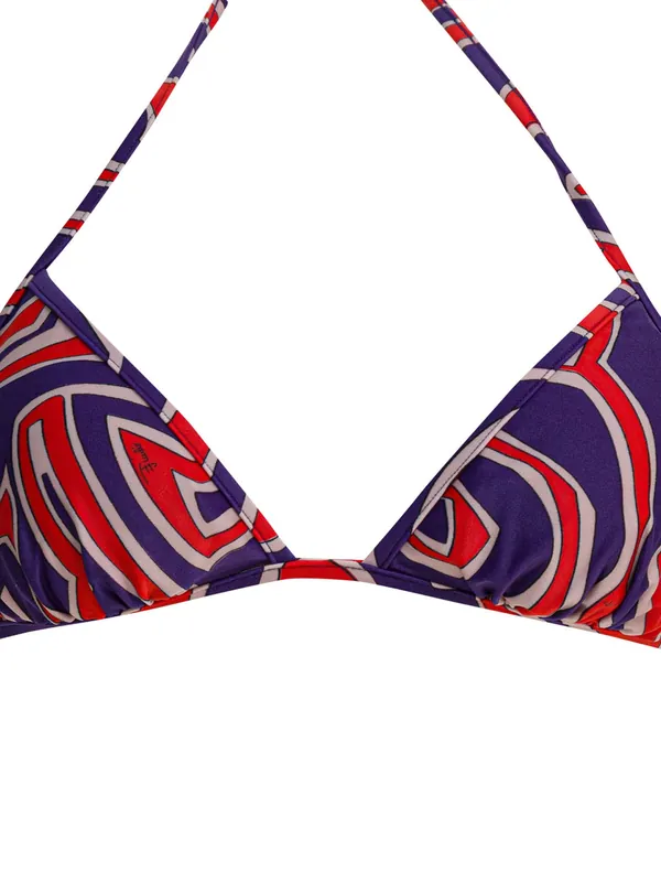 Labirinto Print Triangle Bikini Top Swimwear Purple - Pucci