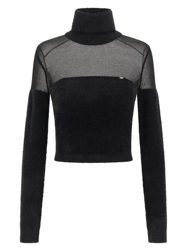 Brushed Insert Turtleneck Sweater Sweaters And Cardigans Black - Elisabetta Franchi