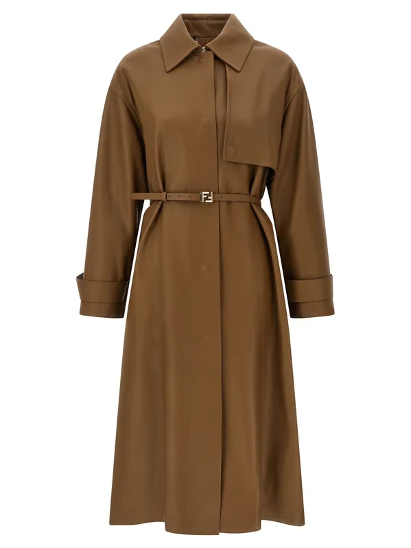 Nappa Trench Coat Coats And Trench Coats Brown - Fendi