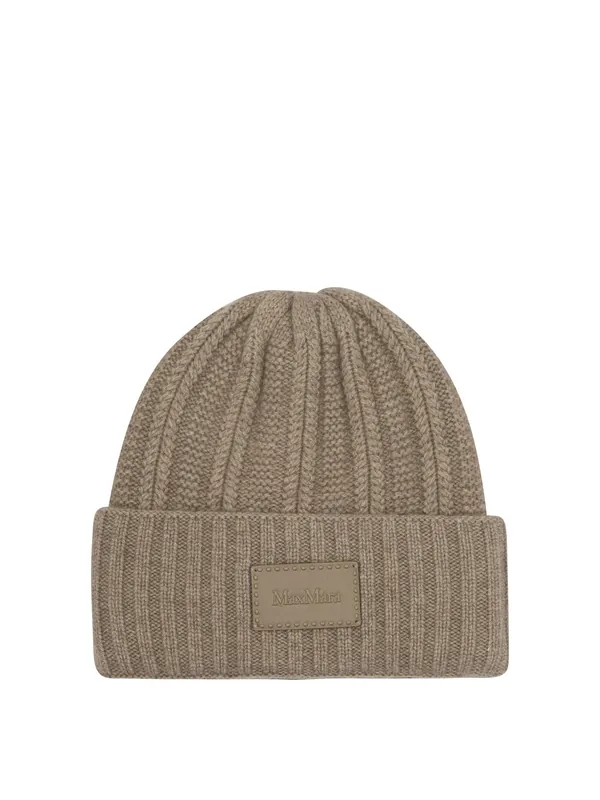 English Rib Cashmere Beanie Hats Beige - Max Mara