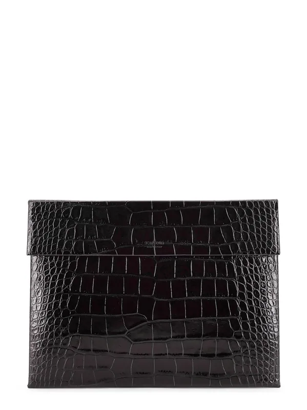 Crocodile-Print Leather Document Holder