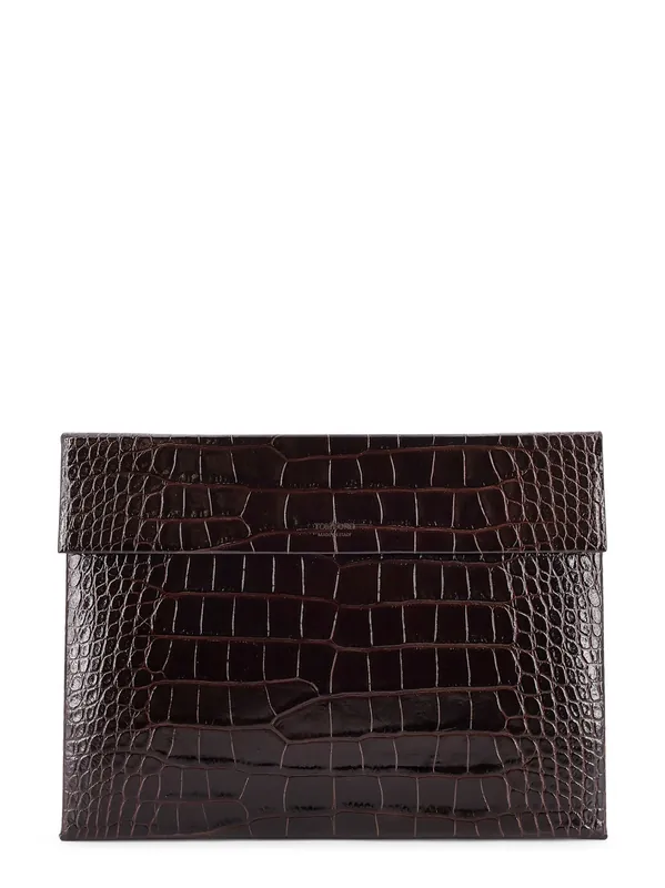 Crocodile-Print Leather Document Holder