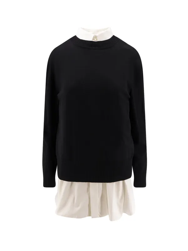 Cotton Popeline And Knit Short Dress - Sacai