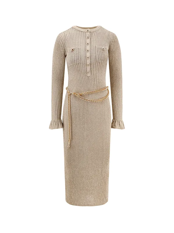 Ribbed Lurex Knit Midi Dress - Self-Portrait