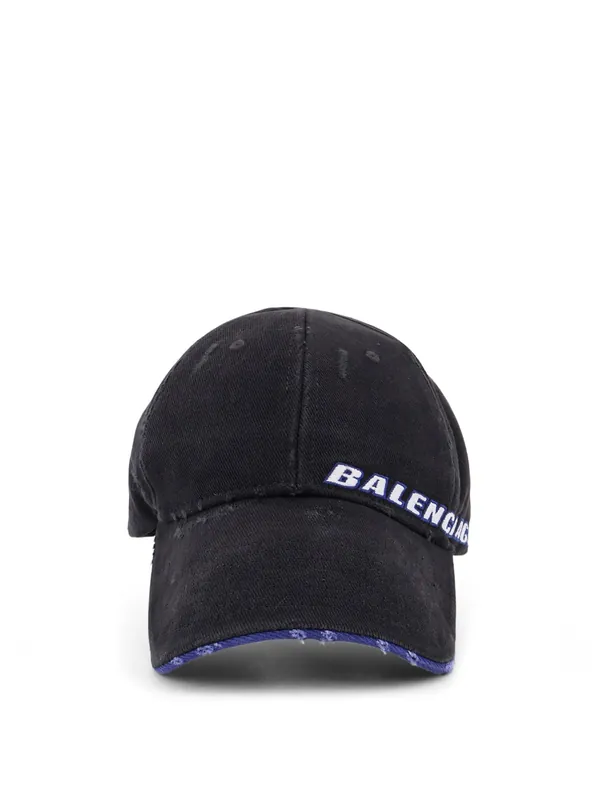 Cotton Baseball Hat With Distressed Effect - Balenciaga