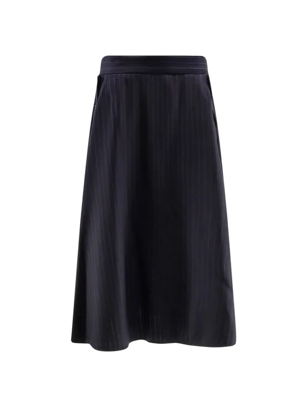 Striped Virgin Wool Midi Skirt - Golden Goose